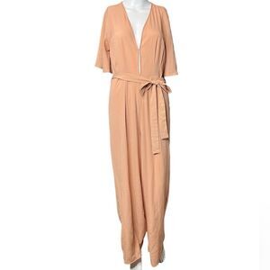 Favlux Angel Sleeve Belted Jumpsuit Pink Size Medium